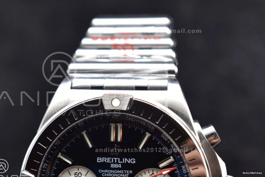 A 42mm Chronomat BLSF Best SS 538 B01 Edition Black Dial on Breathable 1:1 Bracelet SS 0127